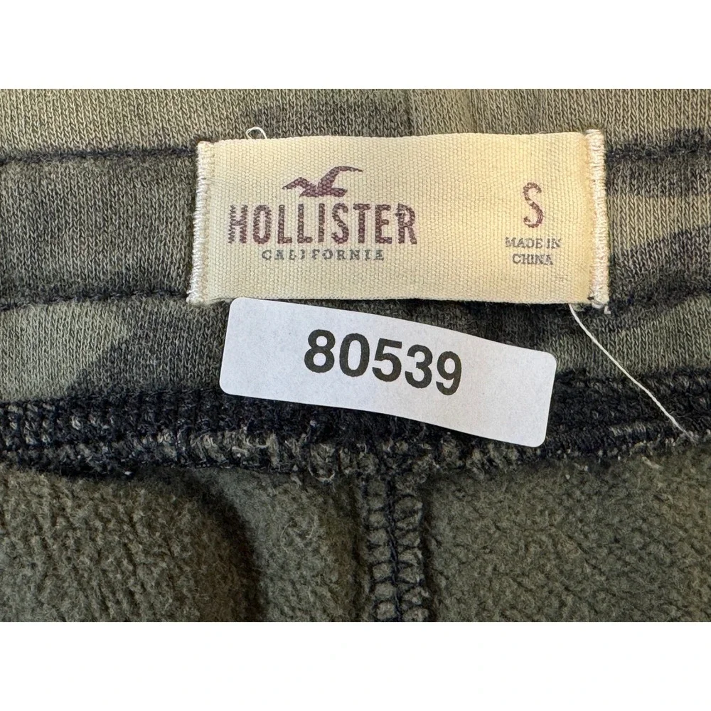 Hollister Mens Camo Fleece Sweat Shorts Green Camouflage Drawstring Small